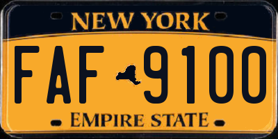 NY license plate FAF9100
