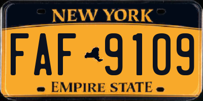 NY license plate FAF9109