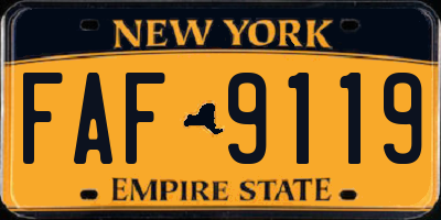 NY license plate FAF9119