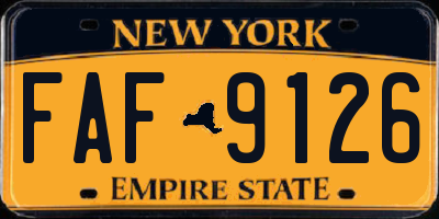 NY license plate FAF9126