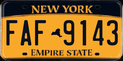 NY license plate FAF9143