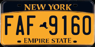 NY license plate FAF9160