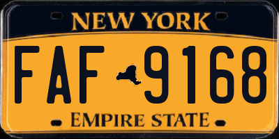 NY license plate FAF9168