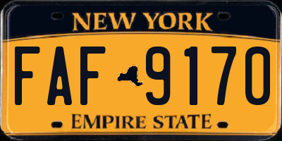 NY license plate FAF9170