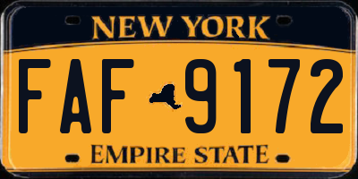 NY license plate FAF9172