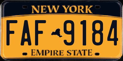 NY license plate FAF9184