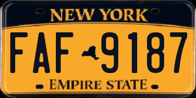NY license plate FAF9187