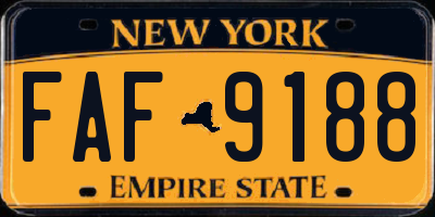 NY license plate FAF9188