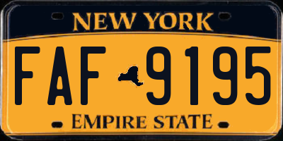 NY license plate FAF9195