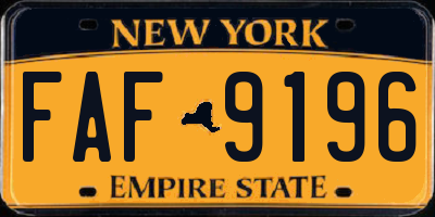 NY license plate FAF9196