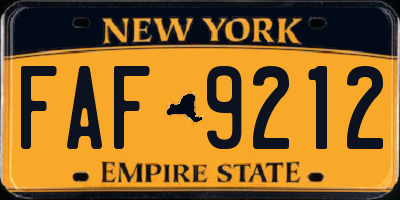 NY license plate FAF9212