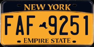 NY license plate FAF9251