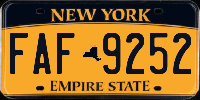 NY license plate FAF9252