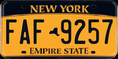 NY license plate FAF9257