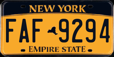NY license plate FAF9294