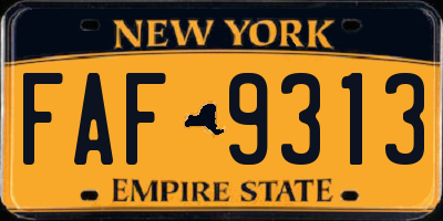 NY license plate FAF9313