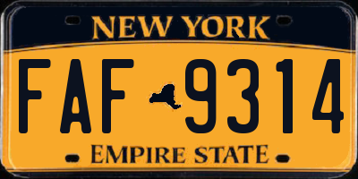 NY license plate FAF9314