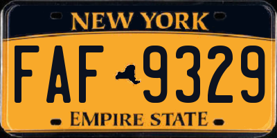 NY license plate FAF9329