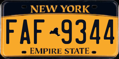 NY license plate FAF9344