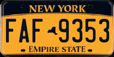NY license plate FAF9353