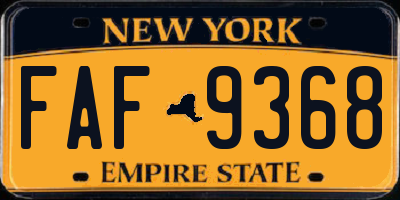 NY license plate FAF9368