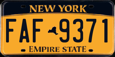 NY license plate FAF9371