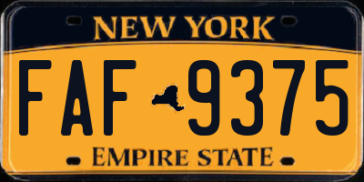 NY license plate FAF9375