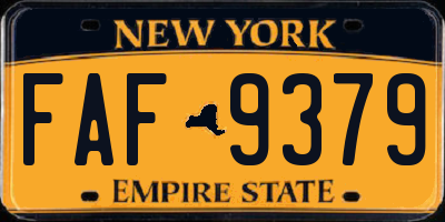 NY license plate FAF9379