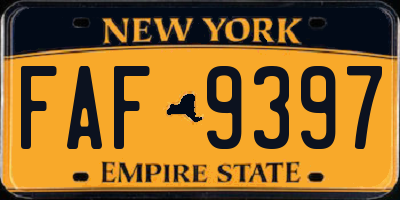 NY license plate FAF9397