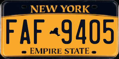 NY license plate FAF9405