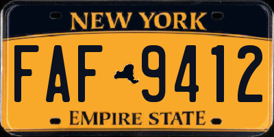 NY license plate FAF9412
