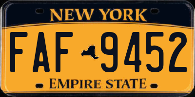 NY license plate FAF9452