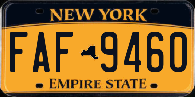 NY license plate FAF9460