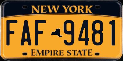 NY license plate FAF9481