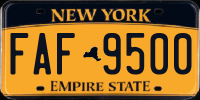 NY license plate FAF9500