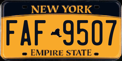 NY license plate FAF9507