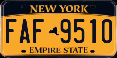 NY license plate FAF9510