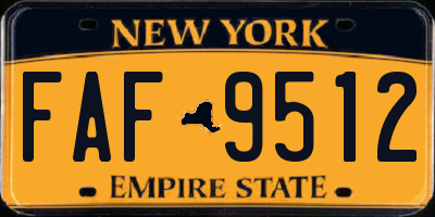 NY license plate FAF9512