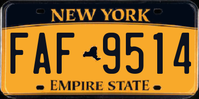 NY license plate FAF9514