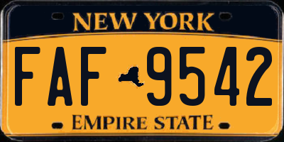 NY license plate FAF9542