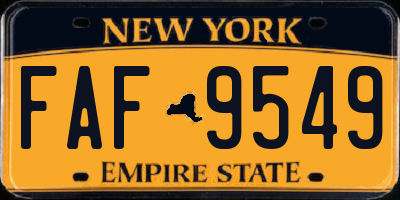 NY license plate FAF9549