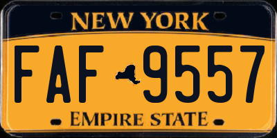 NY license plate FAF9557