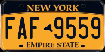 NY license plate FAF9559