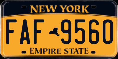 NY license plate FAF9560