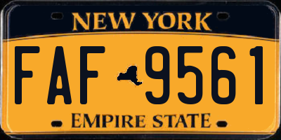 NY license plate FAF9561