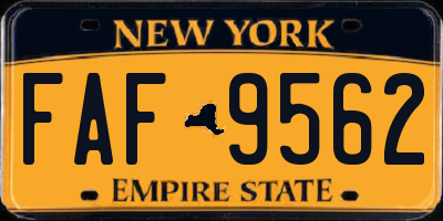 NY license plate FAF9562