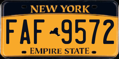 NY license plate FAF9572