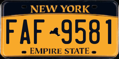 NY license plate FAF9581