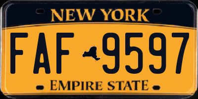 NY license plate FAF9597