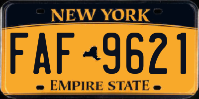 NY license plate FAF9621